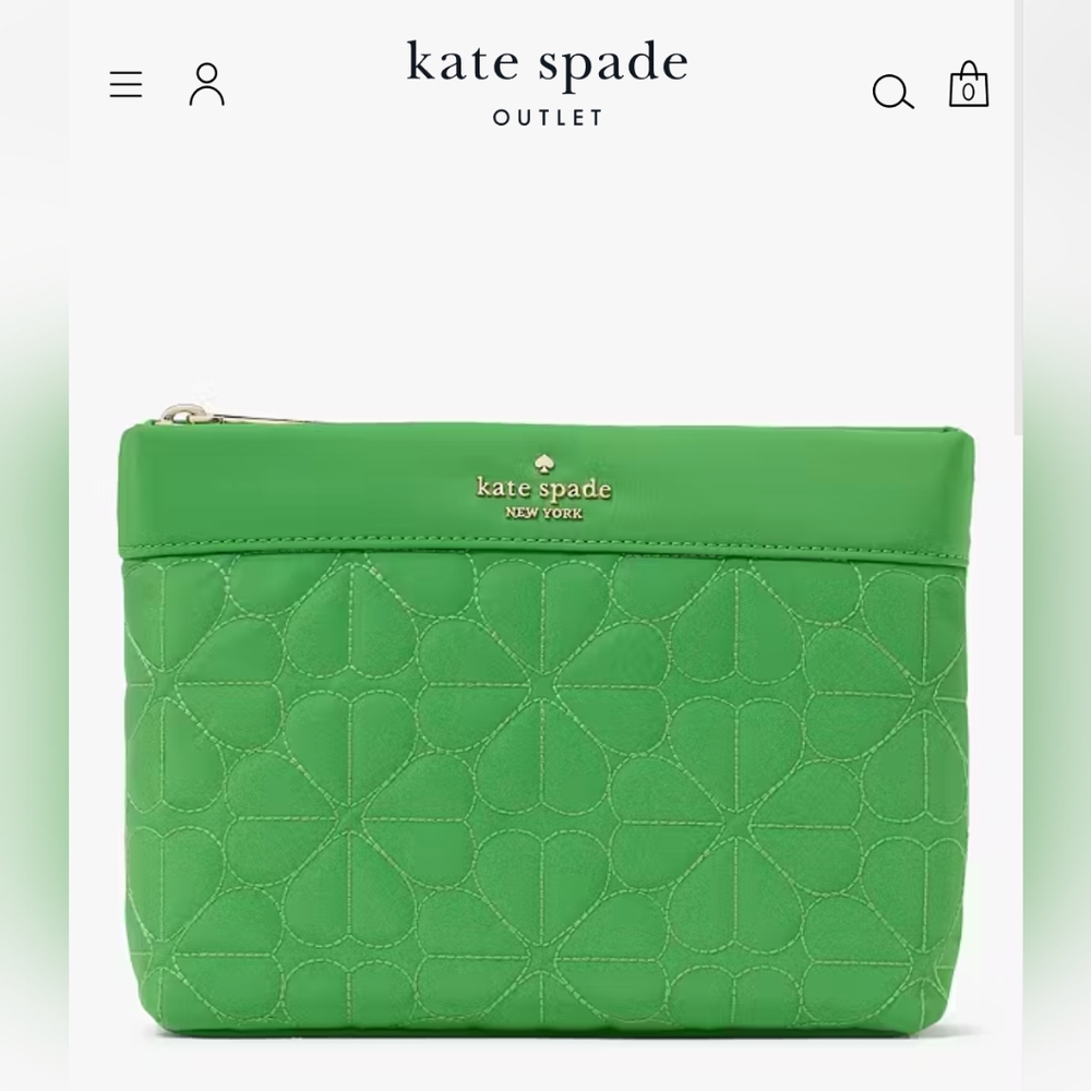 100% Recycled Kate Spade Polyester Quilted Clutch in Green 💚 🌏 NWT